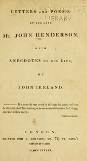 Cover of: Letters and poems by the late Mr. John Henderson by Henderson, John