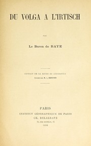 Cover of: Du Volga a l'Irtisch by Baye, J. baron de