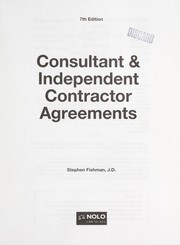Cover of: Consultant & independent contractor agreements