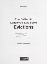 Cover of: The California landlord's law book: Evictions