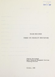 Willow Creek Basin storage site feasibility investigations by Alberta. Water Resources Management Services. Planning Division