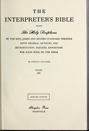 Cover of: Interpreter's Bible.: Vol III - Kings-Job