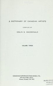 Cover of: A Dictionary of Canadian Artists - Volume 3 (Part One) Jacobi-Lismer by Colin S. MacDonald