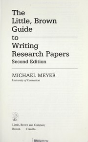 Cover of: The Little, Brown guide to writing research papers by Meyer, Michael