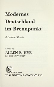 Cover of: Modernes Deutschland Im Brennpunkt by Allen Hye