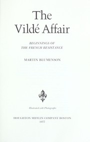 Cover of: The Vildé affair : beginnings of the French resistance