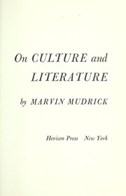 Cover of: On culture and literature.