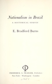 Cover of: Nationalism in Brazil; a historical survey