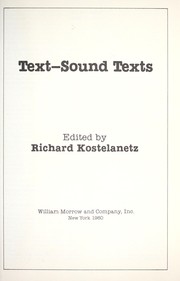 Cover of: Text--sound texts by edited by Richard Kostelanetz.