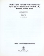 Cover of: Professional portal development with open source tools: Java TM Portlet API, Lucene, James, Slide (Wrox Press)