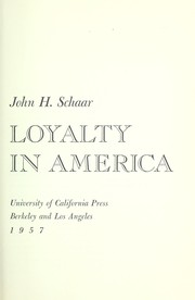 Cover of: Loyalty in America.
