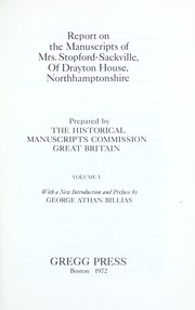 Cover of: Report on the manuscripts of Mrs. Stopford-Sackville, of Drayton House, Northhamptonshire. by Great Britain. Royal Commission on Historical Manuscripts.