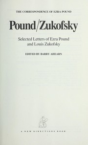 Cover of: Pound/Zukofsky : selected letters of Ezra Pound and Louis Zukofsky