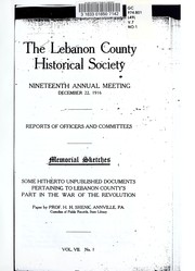 Cover of: The Lebanon County Historical Society : nineteenth annual meeting, December 22, 1916