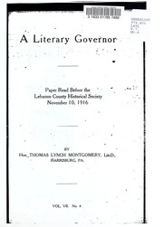 A literary governor by Thomas Lynch Montgomery