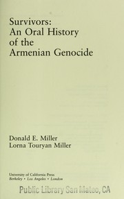 Cover of: Survivors: an oral history of the Armenian genocide