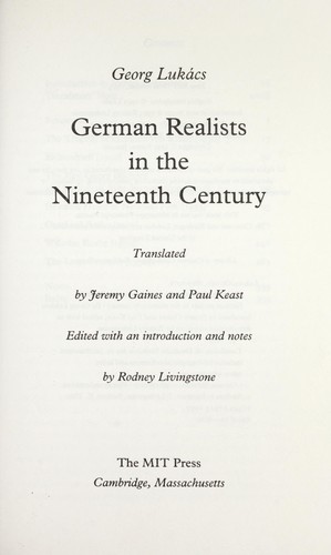 German realists in the nineteenth century by György Lukács