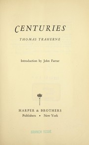 Cover of: Centuries. by Thomas Traherne