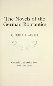 Cover of: The novels of the German romantics