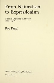Cover of: From naturalism to expressionism by Roy Pascal