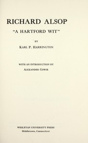 Cover of: Richard Alsop, "a Hartford wit". by Karl Pomeroy Harrington
