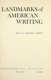 Cover of: Landmarks of American writing.: Edited by Hennig Cohen.