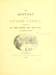 Cover of: The history of the Gwydir family