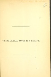 Cover of: Genealogical notes and errata | Caroline Wells Healey Dall