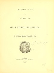 Cover of: Memorials of the families of Allan, Hylton, and Clervaux