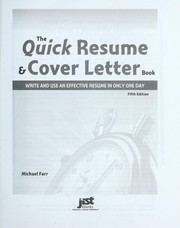 Cover of: The quick resume & cover letter book by J. Michael Farr