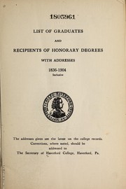 Cover of: List of graduates and recipients of honorary degrees, with addresses, 1836-1904