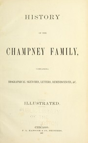 Cover of: History of the Champney family | Julius Beresford Champney