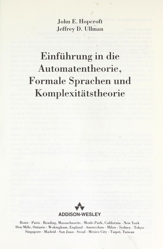 Einfu Hrung In Die Automatentheorie, Formale Sprachen Und Komplexita ...