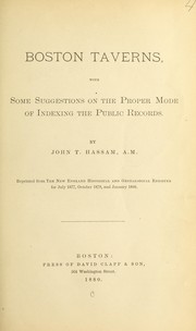 Cover of: Boston taverns: with some suggestions on the proper mode of indexing the public records