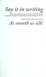 Cover of: Say It in Writing As Smooth As Silk by Don Ray