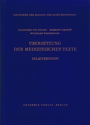 Cover of: Übersetzung der medizinischen Texte Erlauterungen by Hildegard von Deines, Hermann Grapow, Wolfhart Westendorf