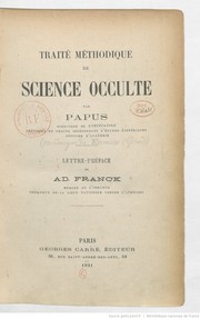 Cover of: Traité méthodique de science occulte by 
