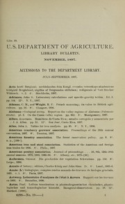 Cover of: Accessions to the Department Library: July-September, 1897