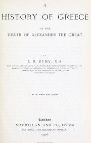Cover of: A history of Greece to the death of Alexander the Great