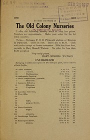 Cover of: To close out stock of the Old Colony Nurseries ...