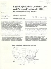 Cover of: Cotton agricultural chemical use and farming practices in 1989: an overview of survy results