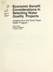Cover of: Economic benefit considerations in selecting water quality projects: insights from the Rural Clean Water Program