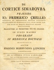 Cover of: De cortice Simarouba by Johann Sigismund Leincker