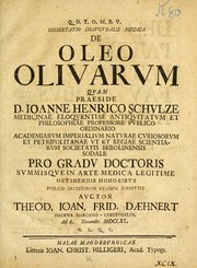 Cover of: Dissertatio inauguralis medica de oleo olivarum