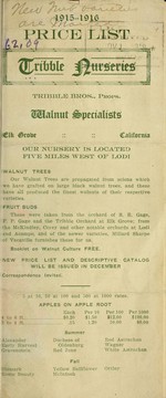 Cover of: 1915-1916 price list by Tribble Nurseries, Tribble Nurseries