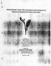 Cover of: Kleinschmidt Creek fish habitat restoration project: environmental assessment