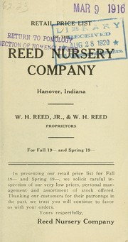 Cover of: Retail price list by Reed Nursery Company