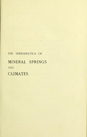 Cover of: The therapeutics of mineral springs and climates