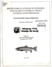 Cover of: South Fork Flathead watershed westslope cutthroat trout conservation program: environmental impact statement : record of decision