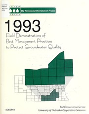 Cover of: Field demonstrations of best management practices to protect groundwater quality: 1993